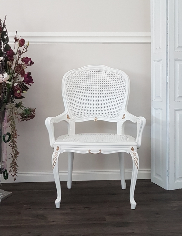 alter Louis XV Sessel - weiß - Wiener Geflecht - Shabby Chic – Bild 5