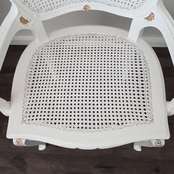 alter Louis XV Sessel - weiß - Wiener Geflecht - Shabby Chic – Bild 7