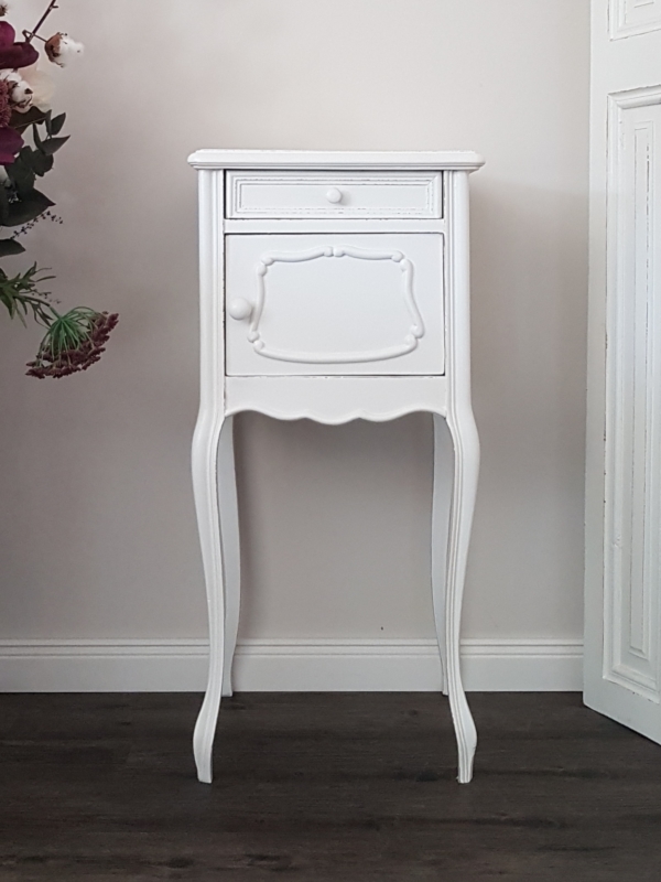antiker Eichen Nachttisch - weiß - Queen Anne Style - Shabby Chic – Bild 5