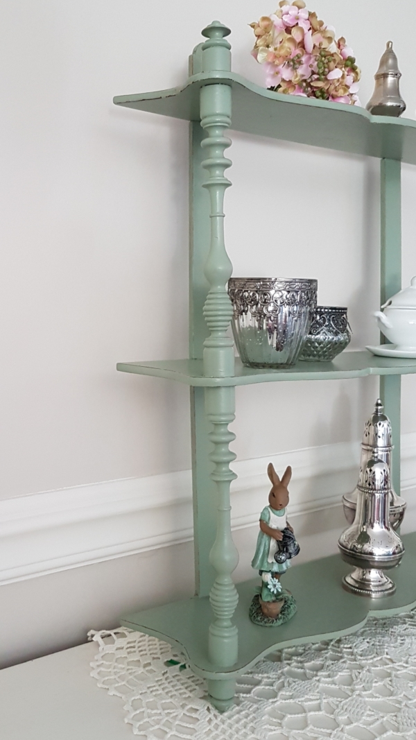 altes Wand- oder Standregal - cottage green - Höhe 65 cm - Shabby Chic – Bild 2