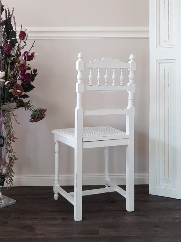 Antiker Gründerzeit-Stuhl mit Original Wiener Geflecht - weiß - Shabby Chic – Bild 5