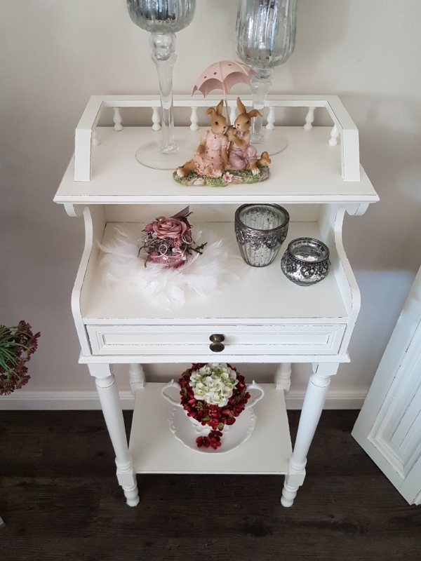 alter Telefontisch / Kommode - weiß - Shabby Chic – Bild 4
