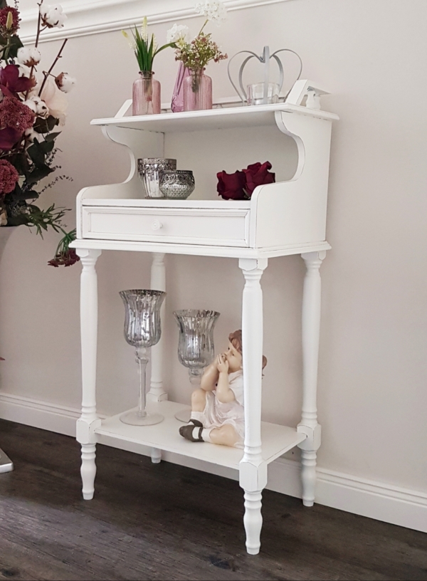 alter Telefontisch / Kommode - weiß - Shabby Chic – Bild 2