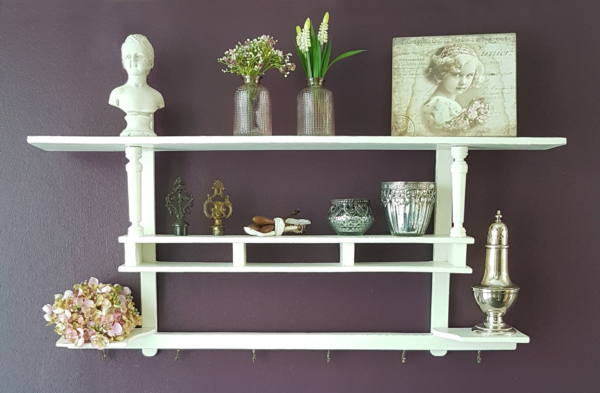 altes Wandregal - weiß - Breite 77,5 cm - Shabby Chic