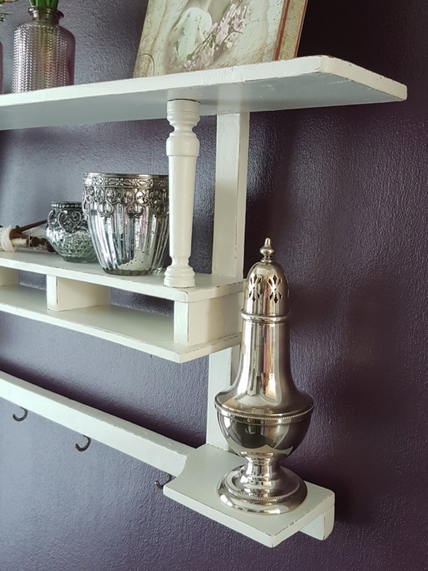 altes Wandregal - weiß - Breite 77,5 cm - Shabby Chic – Bild 3