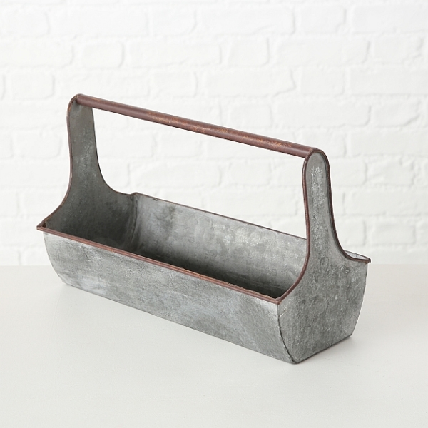 Pflanzschale mit Henkel aus Zink - Breite 29,5 cm – Bild 3