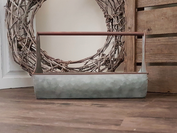 Pflanzschale mit Henkel aus Zink - Breite 45 cm – Bild 2