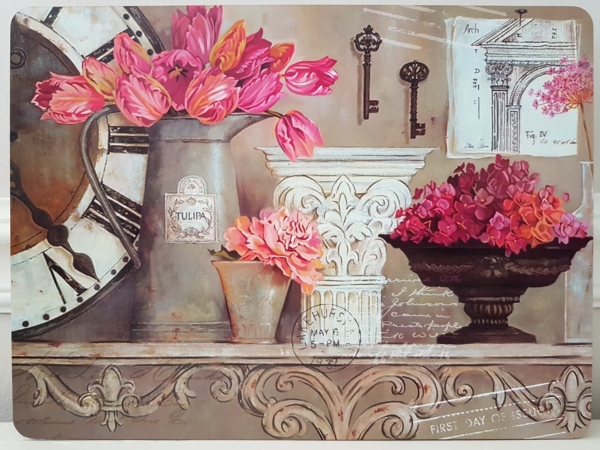 Tischsets / Platzsets "Tulipes et fleurs" - 4-teilig - Korkeiche / MDF - Shabby Landhaus – Bild 2