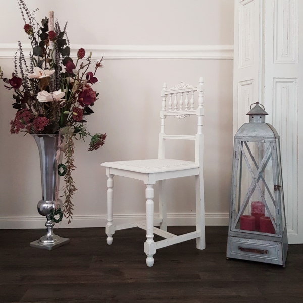 Antiker Gründerzeit-Stuhl mit Original Wiener Geflecht - weiß - Shabby Chic – Bild 2