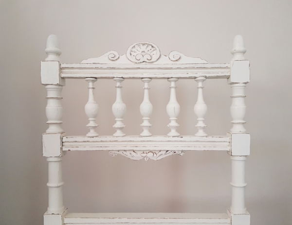 Antiker Gründerzeit-Stuhl mit Original Wiener Geflecht - weiß - Shabby Chic – Bild 4
