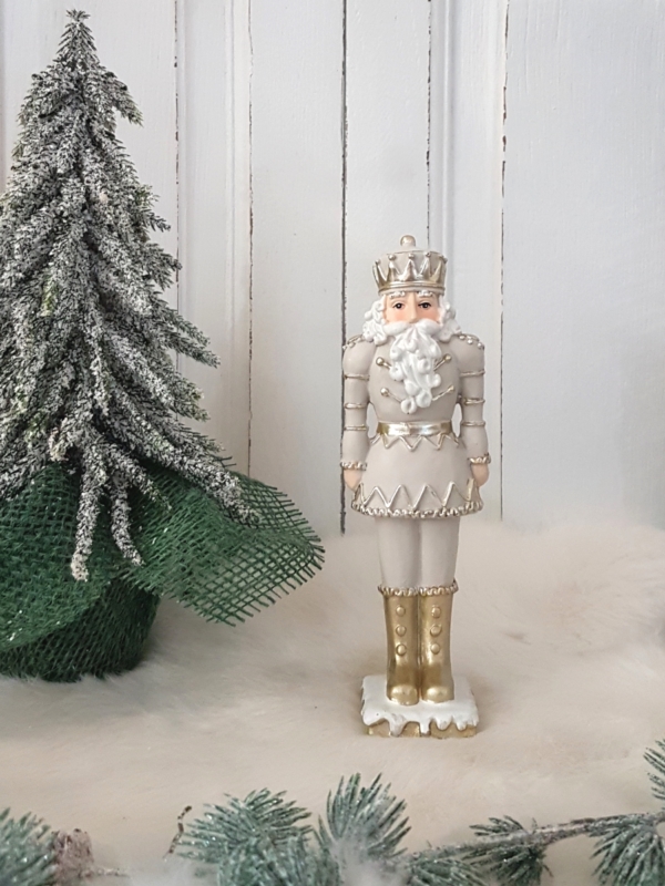 Nostalgischer Nussknacker mit Golddekor - beige - Höhe 18 cm - Modell 1