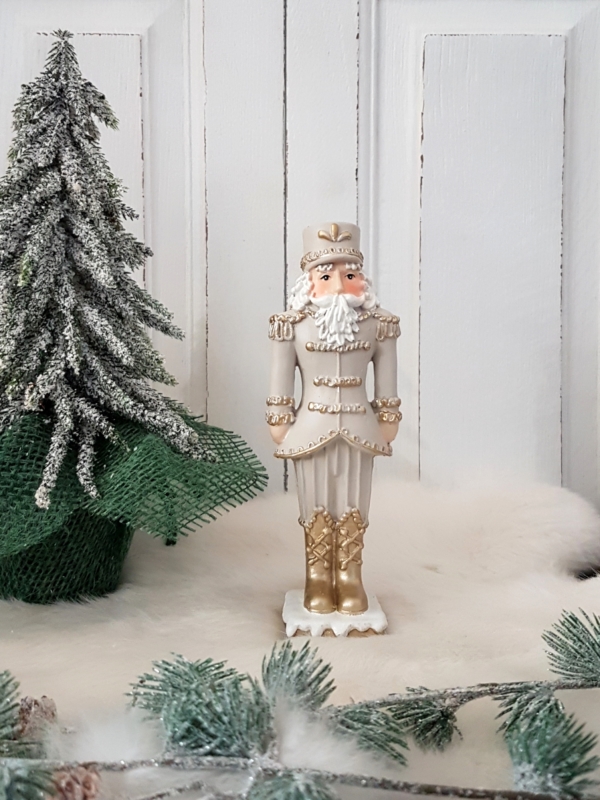 Nostalgischer Nussknacker mit Golddekor - beige - Höhe 18 cm - Modell 2