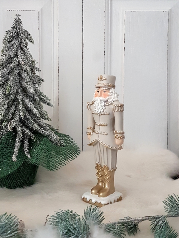 Nostalgischer Nussknacker mit Golddekor - beige - Höhe 18 cm - Modell 2 – Bild 2