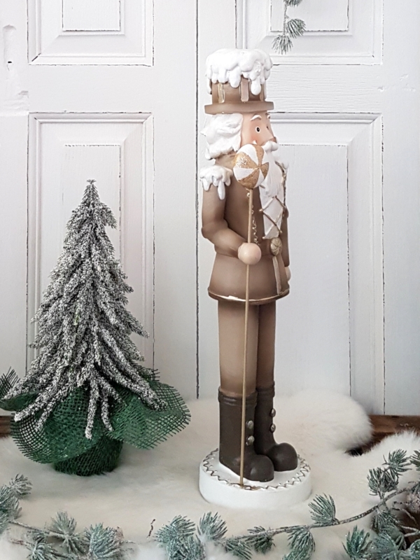 großer nostalgischer Nussknacker mit Golddekor - braun - Höhe 41 cm – Bild 3