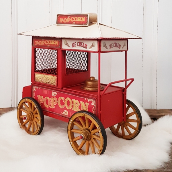 nostalgischer Popcornwagen als Spardose aus Eisenblech – Bild 2