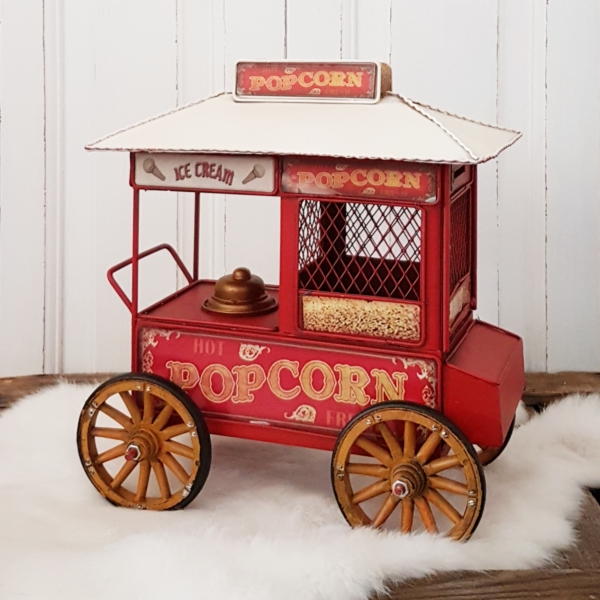 nostalgischer Popcornwagen als Spardose aus Eisenblech – Bild 3
