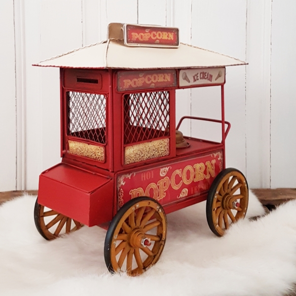 nostalgischer Popcornwagen als Spardose aus Eisenblech – Bild 4
