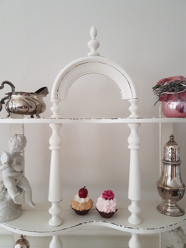 altes Wand- oder Standregal - weiß - Höhe 64 cm - Shabby Chic – Bild 3