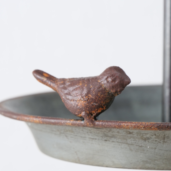 romantische Vogeltränke / Futterschale "Coco" mit Regenschirm Dach - Zink - Höhe 23 cm – Bild 5