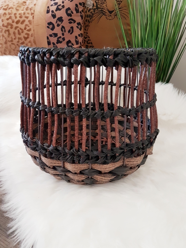 Korb in Seegras-Optik - Kunststoff - schwarz / braun - Höhe 31 cm
