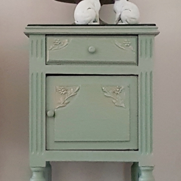 antike Eichen Kommode in cottage green mit schwarzer Marmorplatte - Shabby Chic – Bild 3