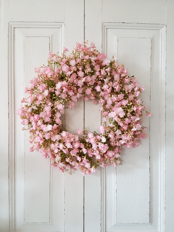 Schleierkraut Kranz - rosa - künstlich - Durchmesser 31 cm