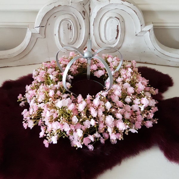 Schleierkraut Kranz - rosa - künstlich - Durchmesser 31 cm – Bild 3