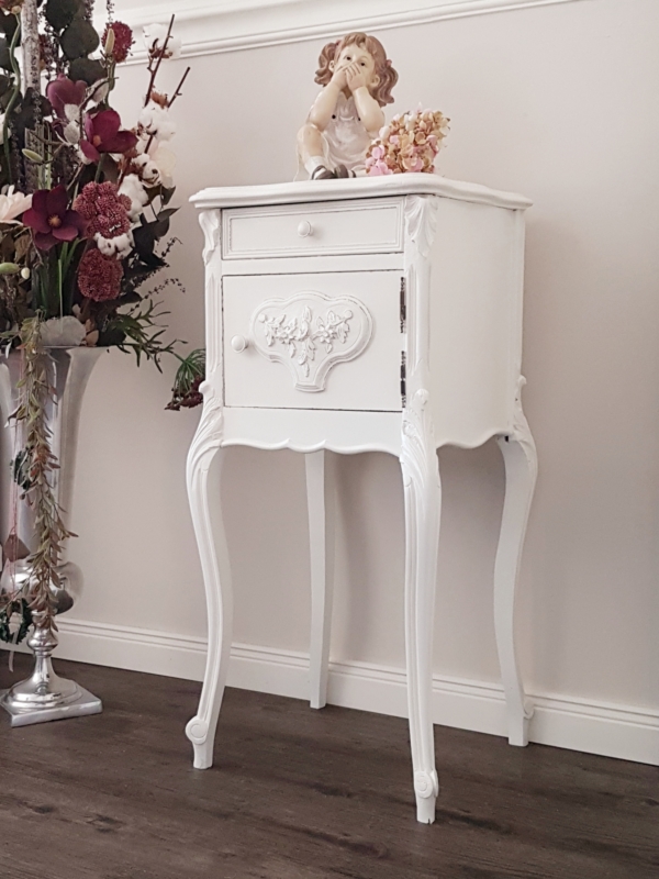 antiker Eichen Nachttisch - weiß - Queen Anne Style - Shabby Chic – Bild 2