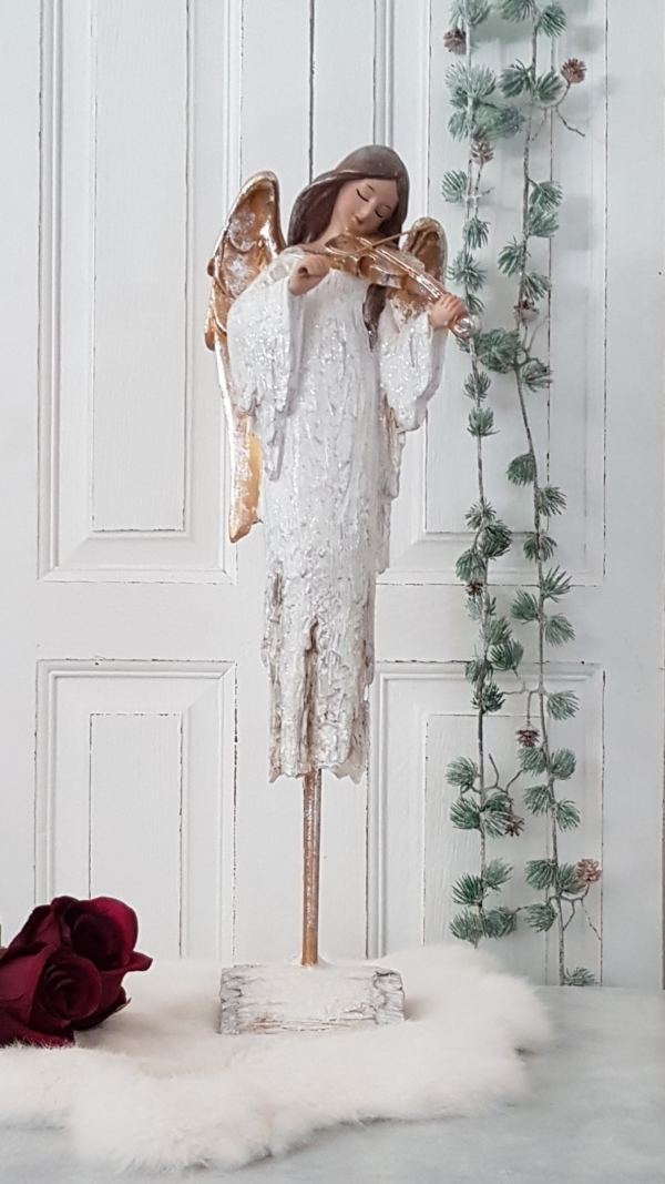 Traumhafter Shabby Engel "Alice" mit Geige - Höhe 50 cm