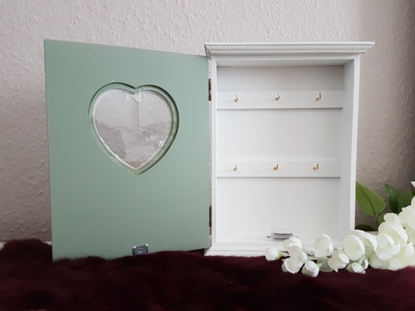 Holz Schlüsselkasten "HOME" mit 6 Haken - mint - Landhaus - Shabby Chic – Bild 2