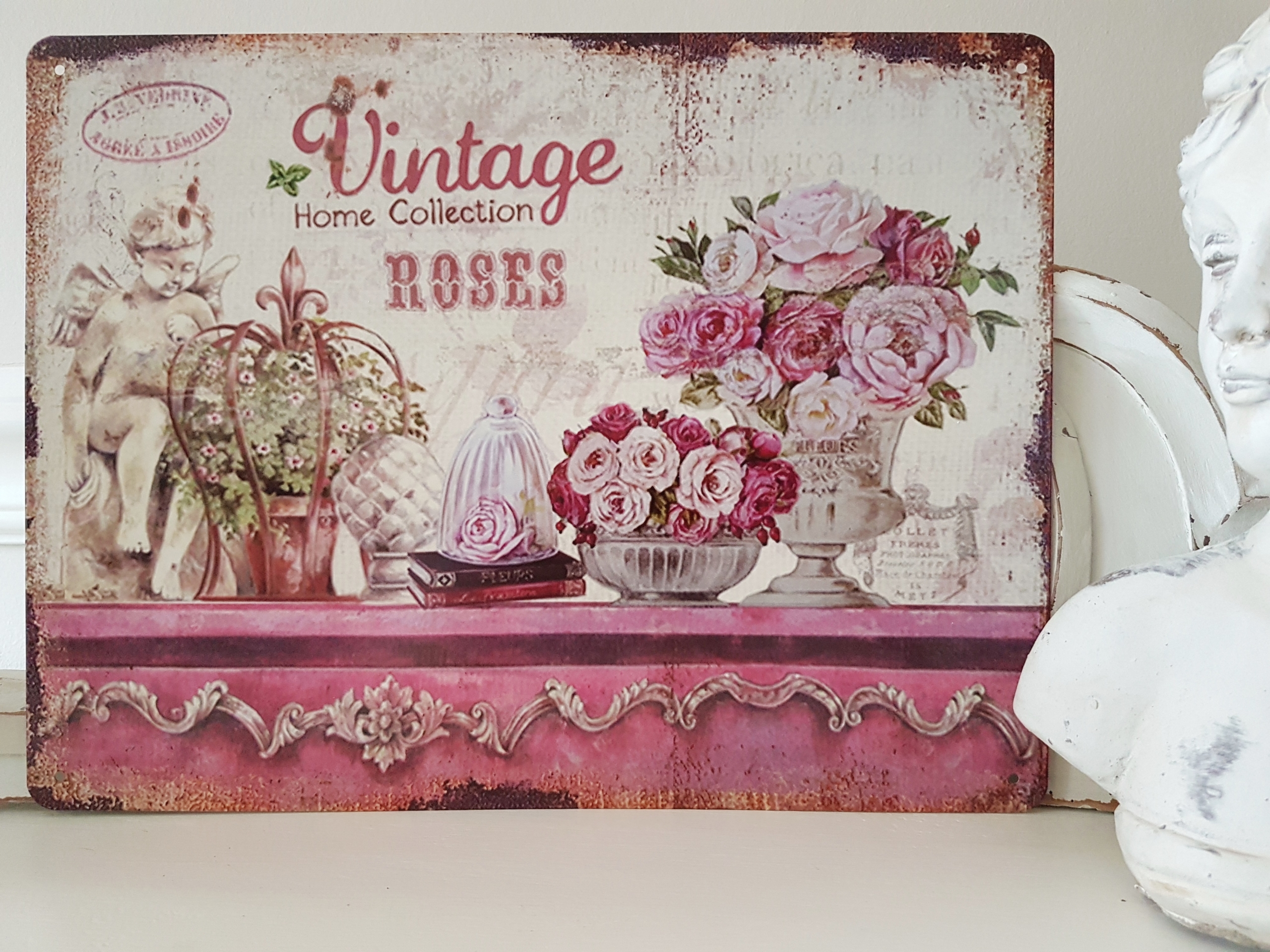 Blechschild "Roses" - 33 x 25 cm - Shabby Chic - Landhaus