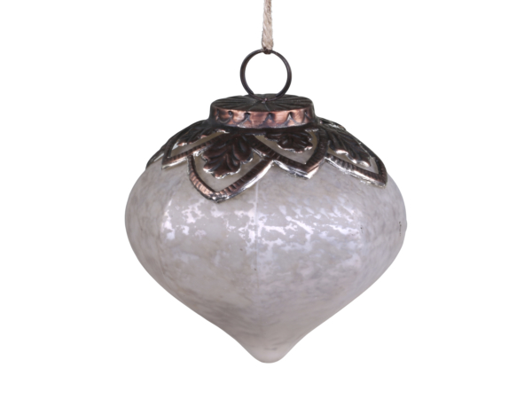 Nostalgischer Glashänger "Tropfen" - antik weiß - Höhe 9 cm – Bild 2