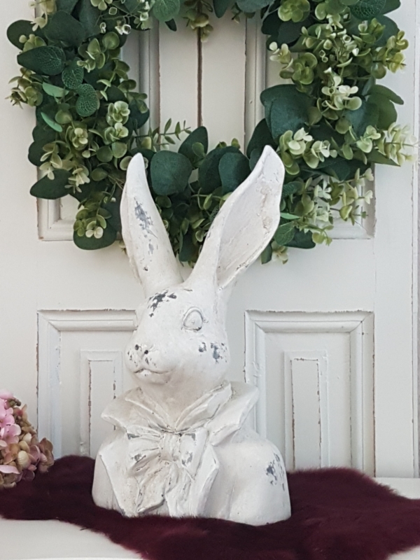 Hasenbüste - creme weiß - Höhe 34,5 cm - Shabby Chic – Bild 2