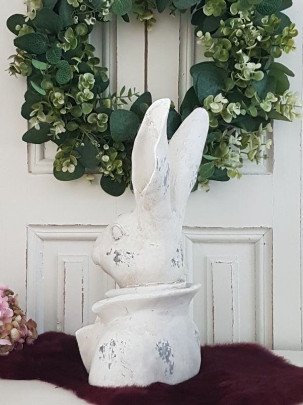 Hasenbüste - creme weiß - Höhe 34,5 cm - Shabby Chic – Bild 3