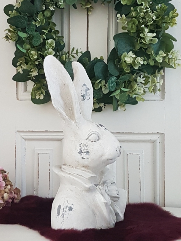 Hasenbüste - creme weiß - Höhe 34,5 cm - Shabby Chic – Bild 5