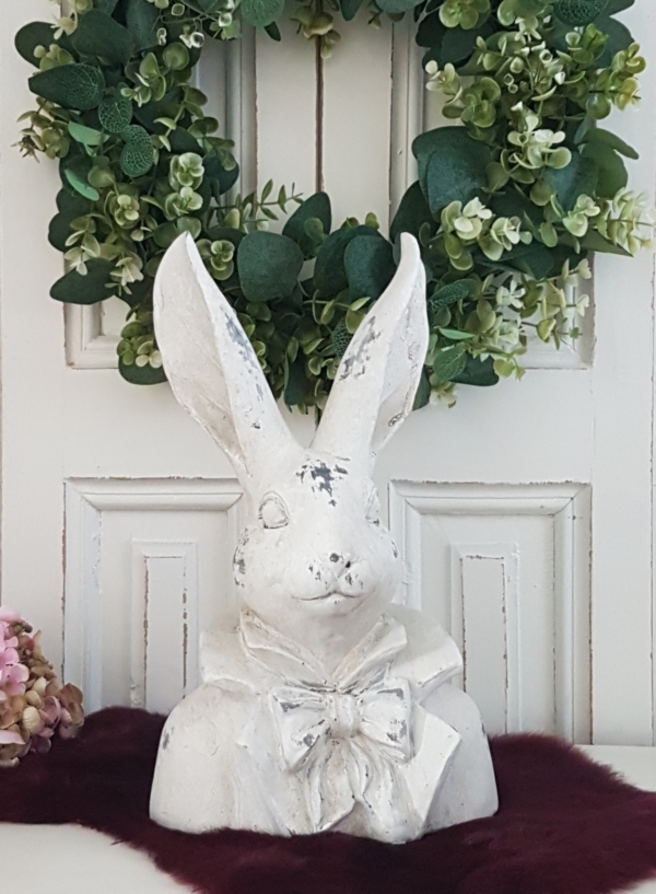 Hasenbüste - creme weiß - Höhe 34,5 cm - Shabby Chic – Bild 6