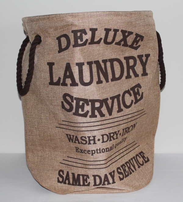 Wäschesammler "Laundry" - Canvas-Optik - hellbraun - 60 l