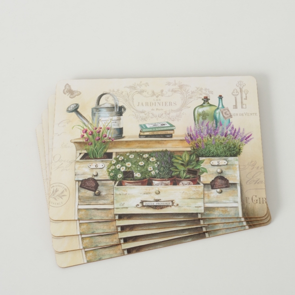 Tischsets / Platzsets "Jardin Paris" - 4-teilig - Korkeiche / MDF - Shabby Landhaus