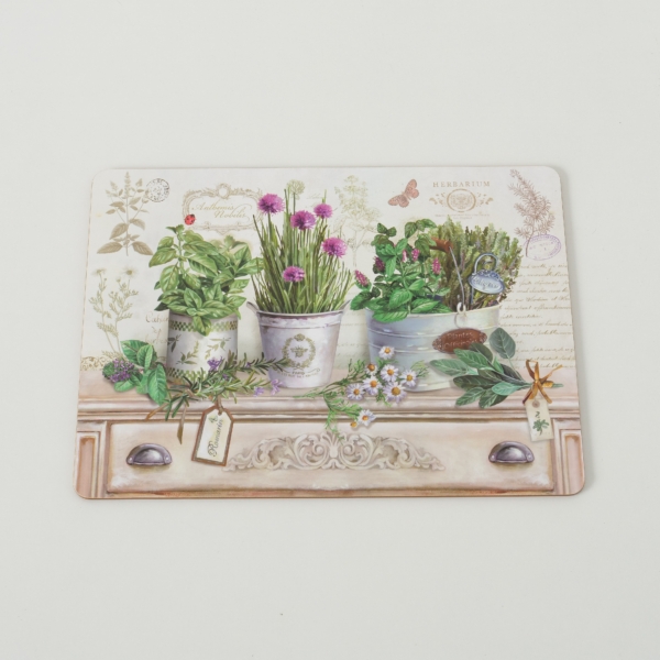 Tischsets / Platzsets "Kräutertöpfe" - 4-teilig - Korkeiche / MDF - Shabby Landhaus – Bild 2