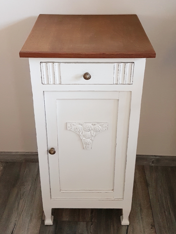 antike kleine Eichen Kommode - weiß - Shabby Chic - Vintage – Bild 5
