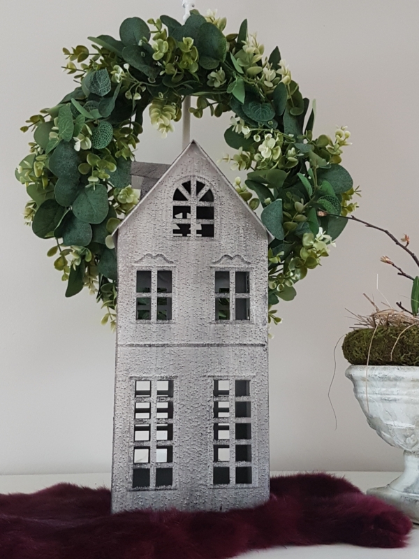 Laterne "Sweet Home" - Lichthaus - Metall - grau - 35 cm