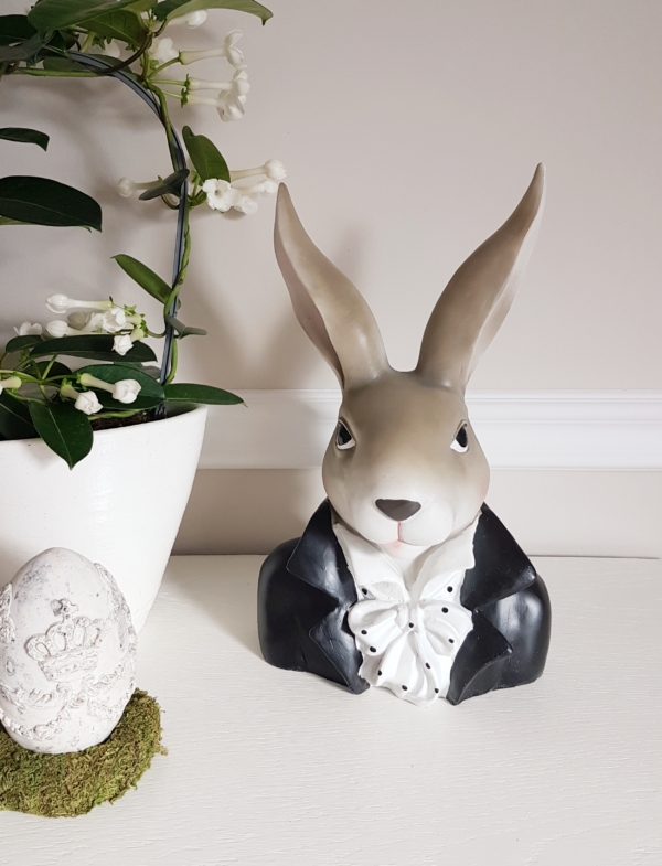 Hasenbüste - Hasenkopf - beige / schwarz / weiß - Höhe 32 cm - Shabby Chic