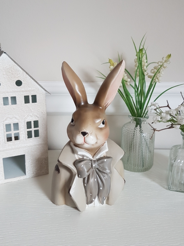 Hasenbüste - Hasenkopf - beige - Höhe 20 cm - Shabby Chic