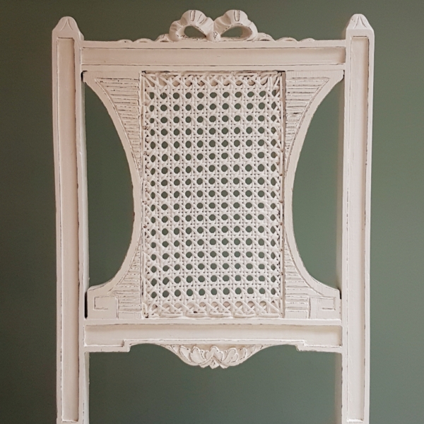 Antiker Gründerzeit-Stuhl mit Original Wiener Geflecht - weiß - Shabby Chic – Bild 3