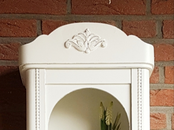 Vitrine gefertigt aus antikem Uhrengehäuse - weiß - Höhe 78 cm - Shabby Chic - Vintage – Bild 2