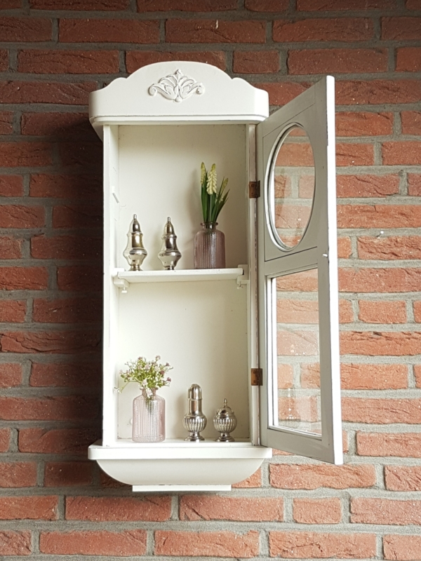 Vitrine gefertigt aus antikem Uhrengehäuse - weiß - Höhe 78 cm - Shabby Chic - Vintage – Bild 3