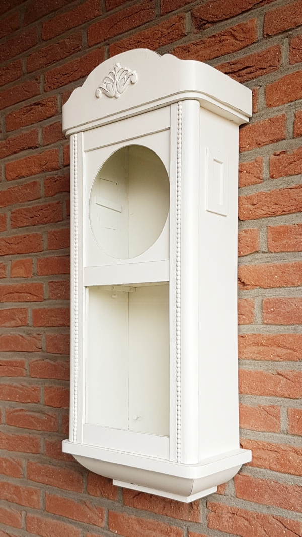 Vitrine gefertigt aus antikem Uhrengehäuse - weiß - Höhe 78 cm - Shabby Chic - Vintage – Bild 4