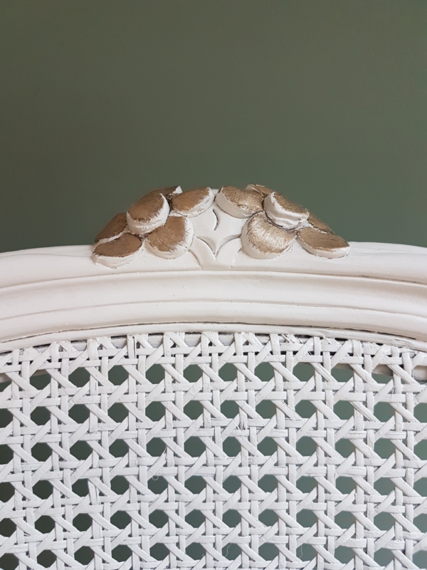 Traumhafter alter Sessel im Louis XV Style mit Original Wiener Geflecht - weiß - Shabby Chic – Bild 5