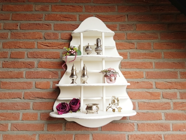 altes ausgefallenes Wandregal - weiß - Höhe 70 cm - Shabby Chic - Vintage