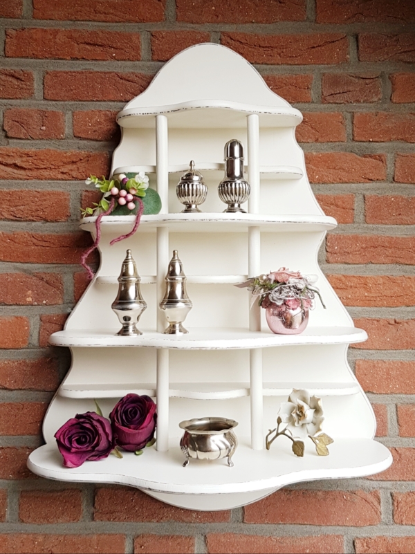 altes ausgefallenes Wandregal - weiß - Höhe 70 cm - Shabby Chic - Vintage – Bild 5